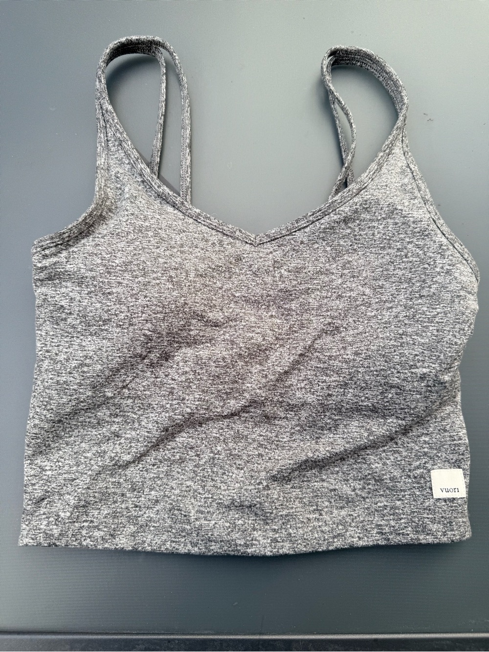 Vuori Grey Heather Women's V-Neck Cropped Tank Top